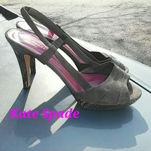 Kate Spade Gray Suede & Snake Skin Platform Heels